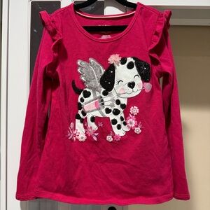 Isaac Mizrahi Pink Long Sleeve Tee with Dog Graphic Design